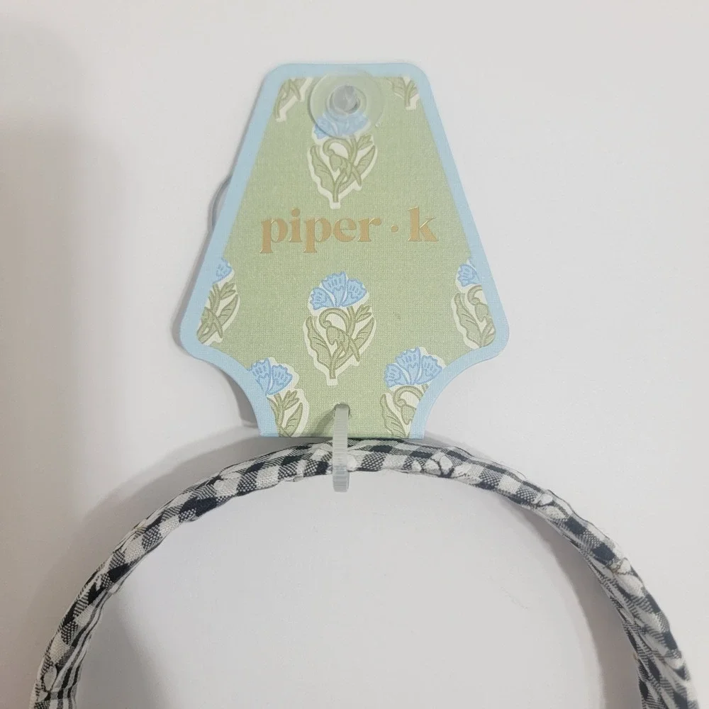 Piper‎ K Gingham Check Daisy Bow Headband Floral Ribbon Tail Cottagecore Peasant